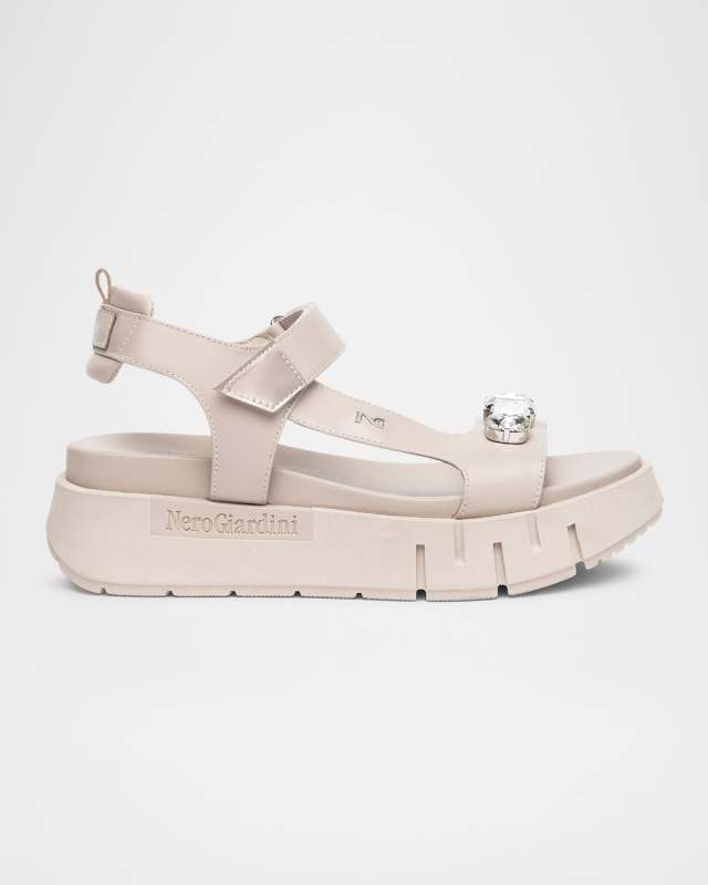 Stone Embellished Leather Sandals